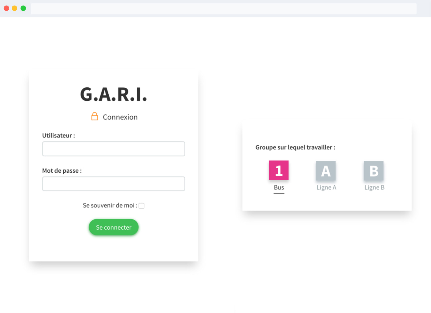 Fenetre de login de l'application