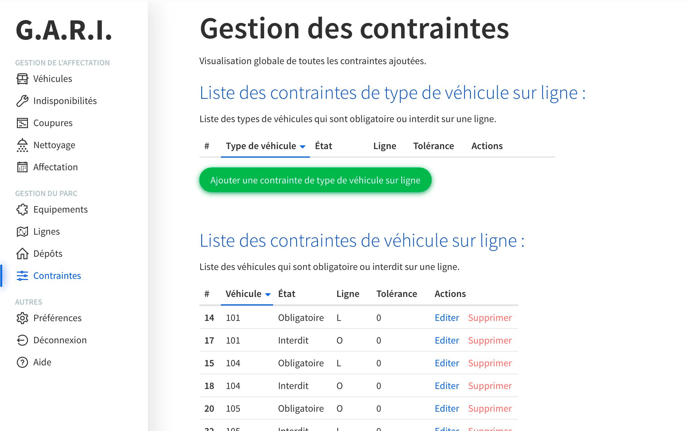 Contraintes